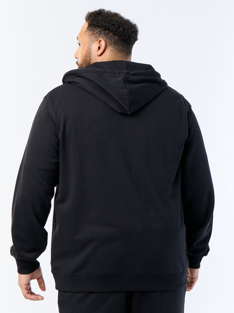 Felpa con cappuccio full zip tinta unita Nero - Kiabi