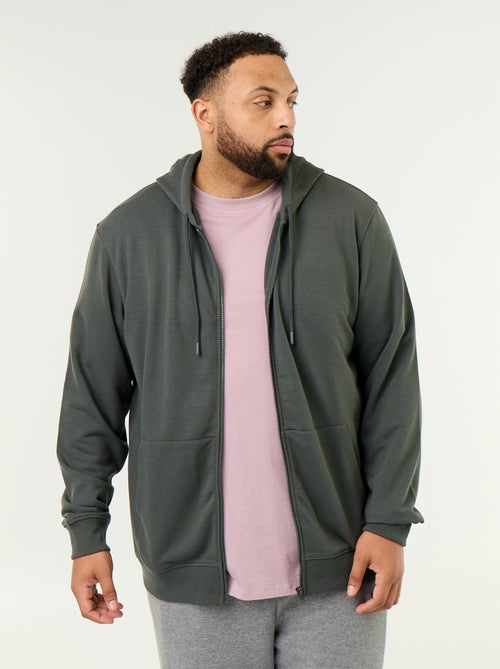 Felpa con cappuccio full zip tinta unita - Kiabi Felpa con cappuccio full zip tinta unita - Kiabi