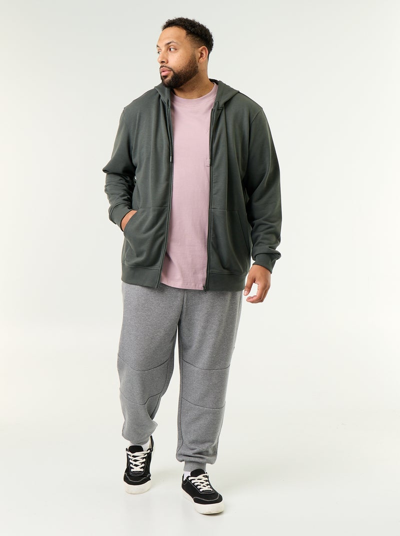 Felpa con cappuccio full zip tinta unita Verde - Kiabi