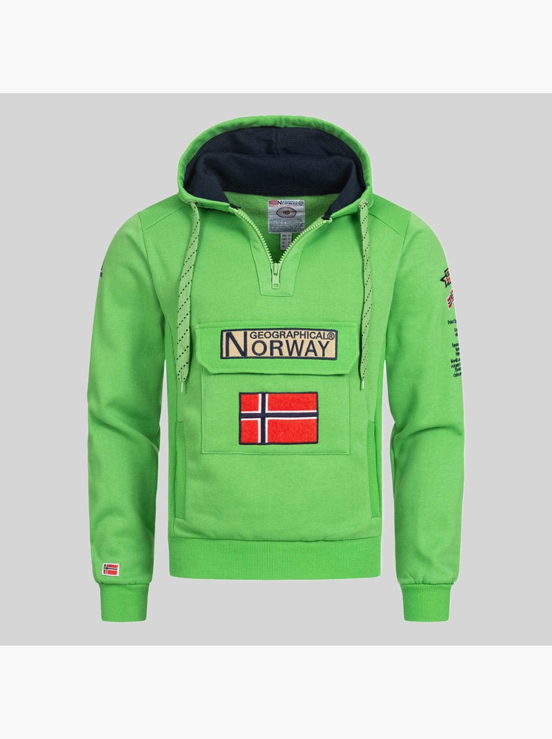 Felpa con cappuccio gymclass fluo – geographical norway Verde fluo - Kiabi