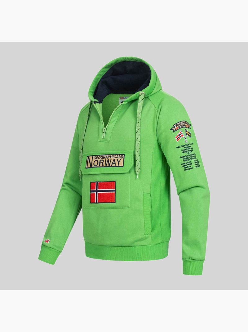 Felpa con cappuccio gymclass fluo – geographical norway Verde fluo - Kiabi