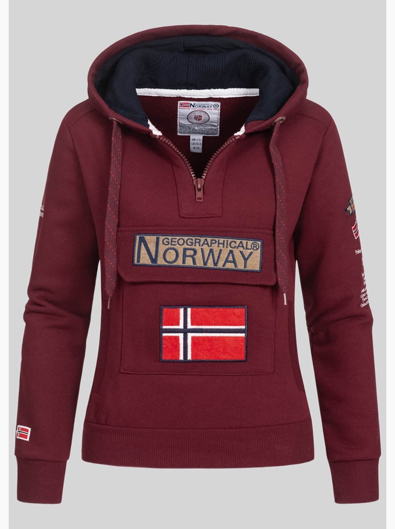 Felpa con cappuccio gymclass – geographical norway Bordeaux - Kiabi