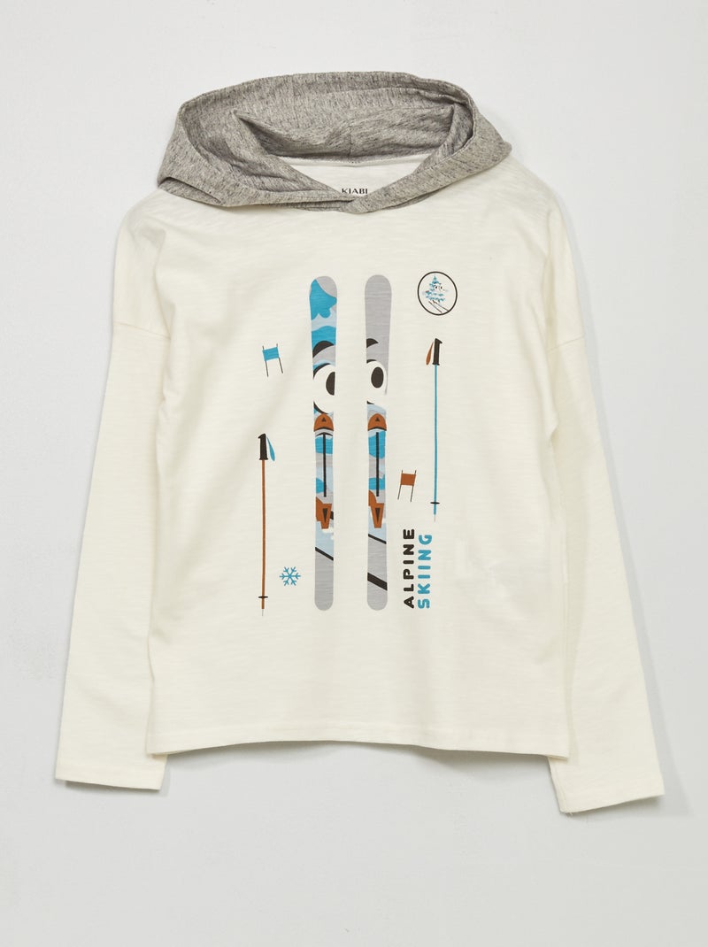 Felpa con cappuccio in cotone BIANCO - Kiabi
