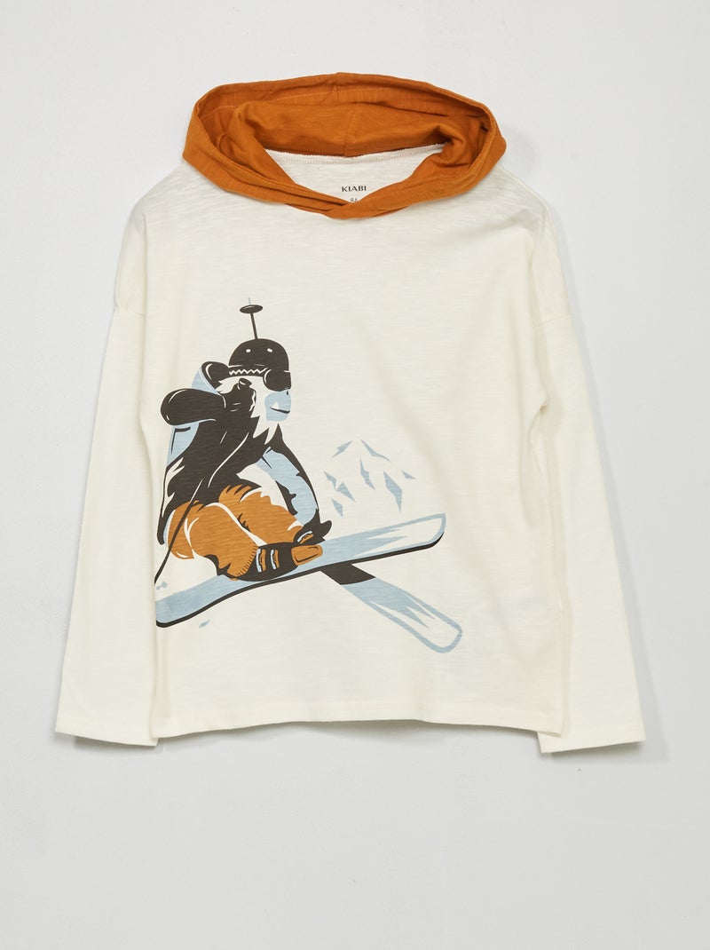 Felpa con cappuccio in cotone BIANCO - Kiabi