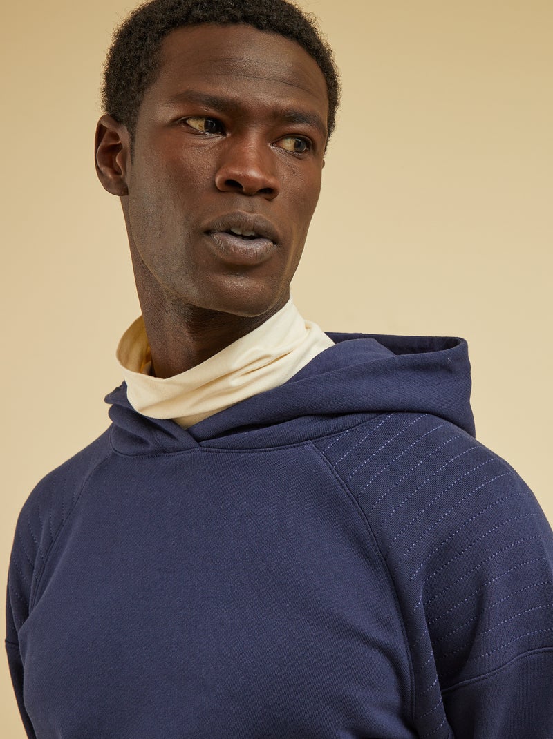 Felpa con cappuccio in cotone blu nero - Kiabi