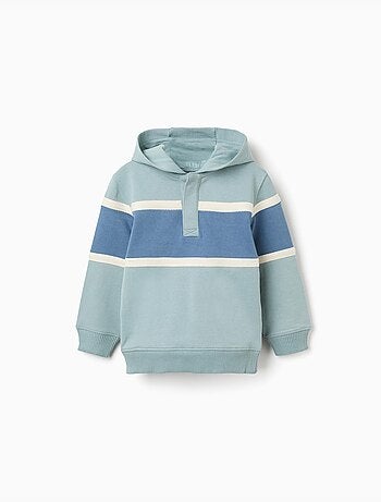 Felpa con cappuccio in cotone con blocchi di colore
