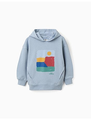 Felpa con cappuccio in cotone con stampa art thinker