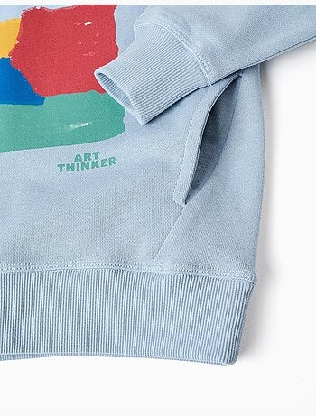 Felpa con cappuccio in cotone con stampa art thinker