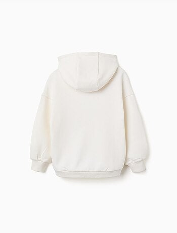 Felpa con cappuccio in cotone con stampa di cuori