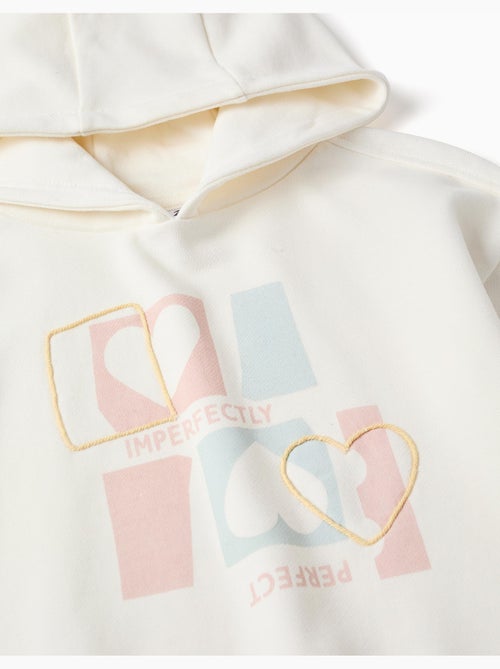 Felpa con cappuccio in cotone con stampa di cuori - Kiabi