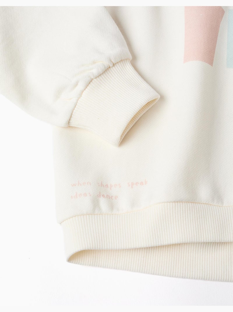Felpa con cappuccio in cotone con stampa di cuori Bianco - Kiabi