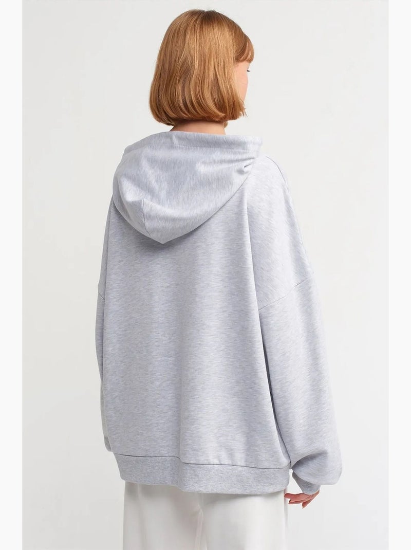 Felpa con cappuccio in cotone oversize dilvin Grigio chiaro - Kiabi