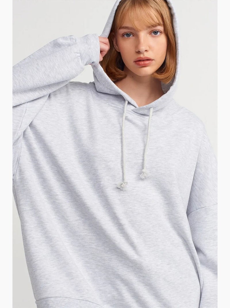 Felpa con cappuccio in cotone oversize dilvin Grigio chiaro - Kiabi