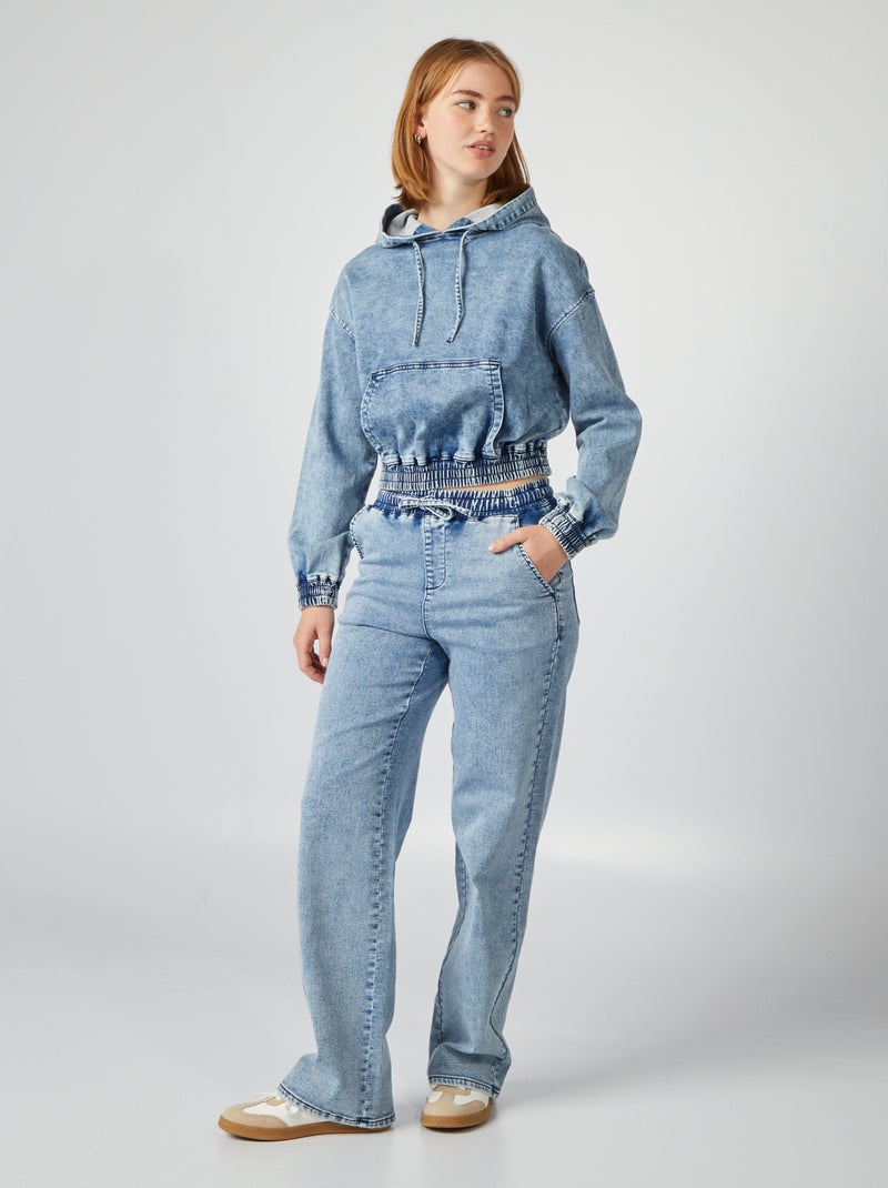 Felpa con cappuccio in denim BLU - Kiabi