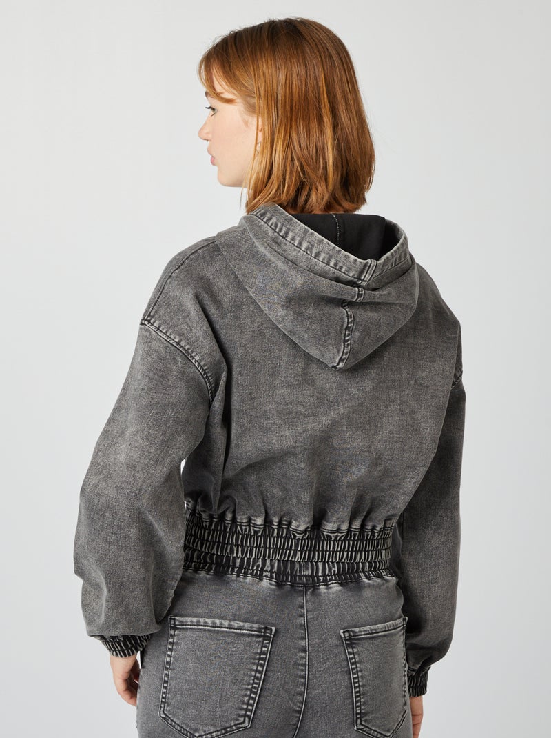 Felpa con cappuccio in denim GRIGIO - Kiabi