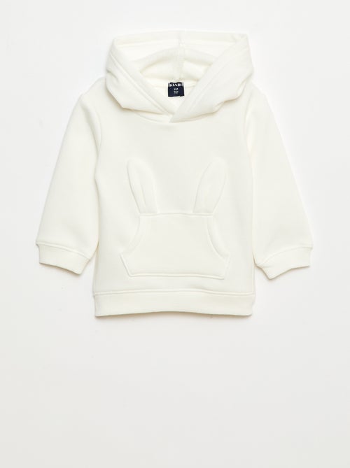 Felpa con cappuccio in felpa garzata con coniglietto - Kiabi