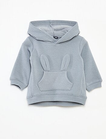 Felpa con cappuccio in felpa garzata con coniglietto