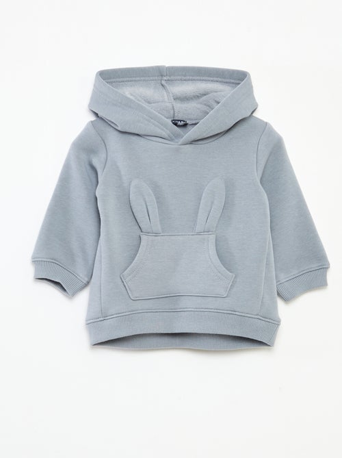 Felpa con cappuccio in felpa garzata con coniglietto - Kiabi