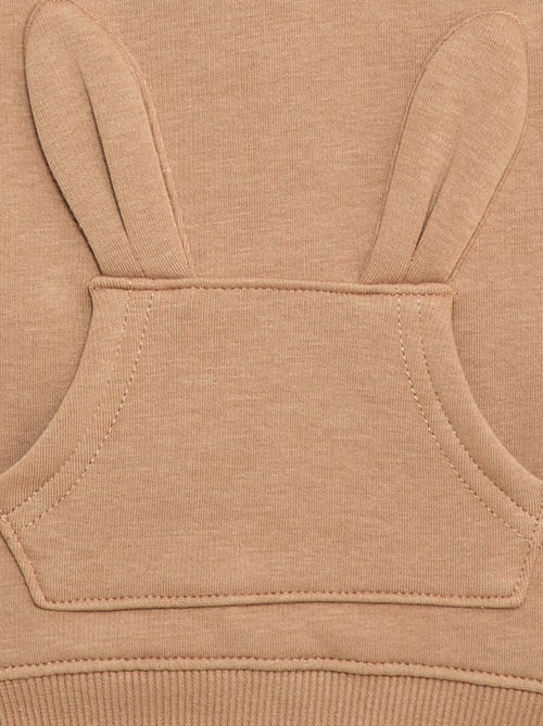 Felpa con cappuccio in felpa garzata con coniglietto - Kiabi