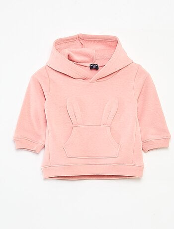 Felpa con cappuccio in felpa garzata con coniglietto