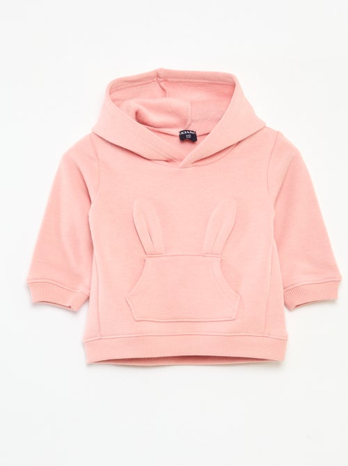 Felpa con cappuccio in felpa garzata con coniglietto - Kiabi