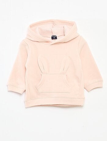 Felpa con cappuccio in felpa garzata con coniglietto