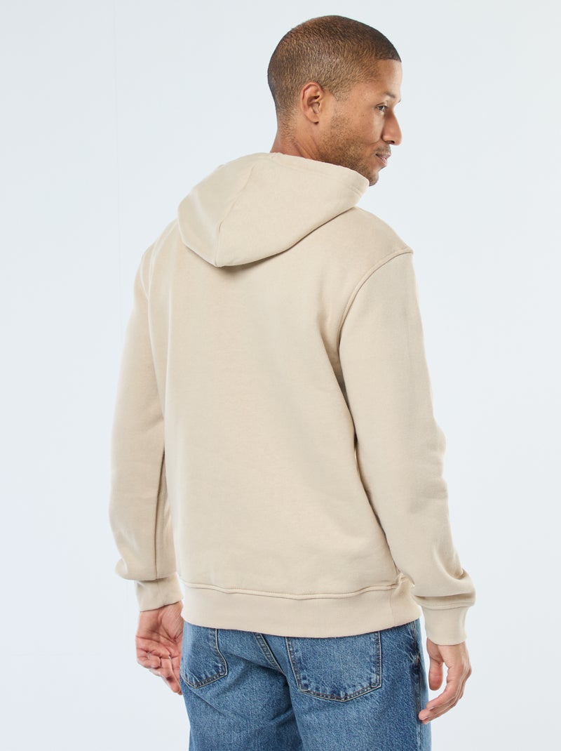 Felpa con cappuccio in felpa garzata con tasca a marsupio Beige - Kiabi