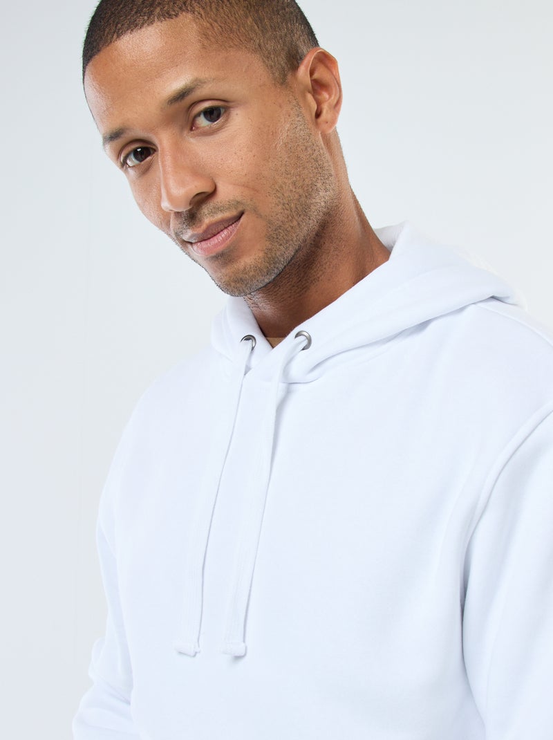 Felpa con cappuccio in felpa garzata con tasca a marsupio Bianco - Kiabi