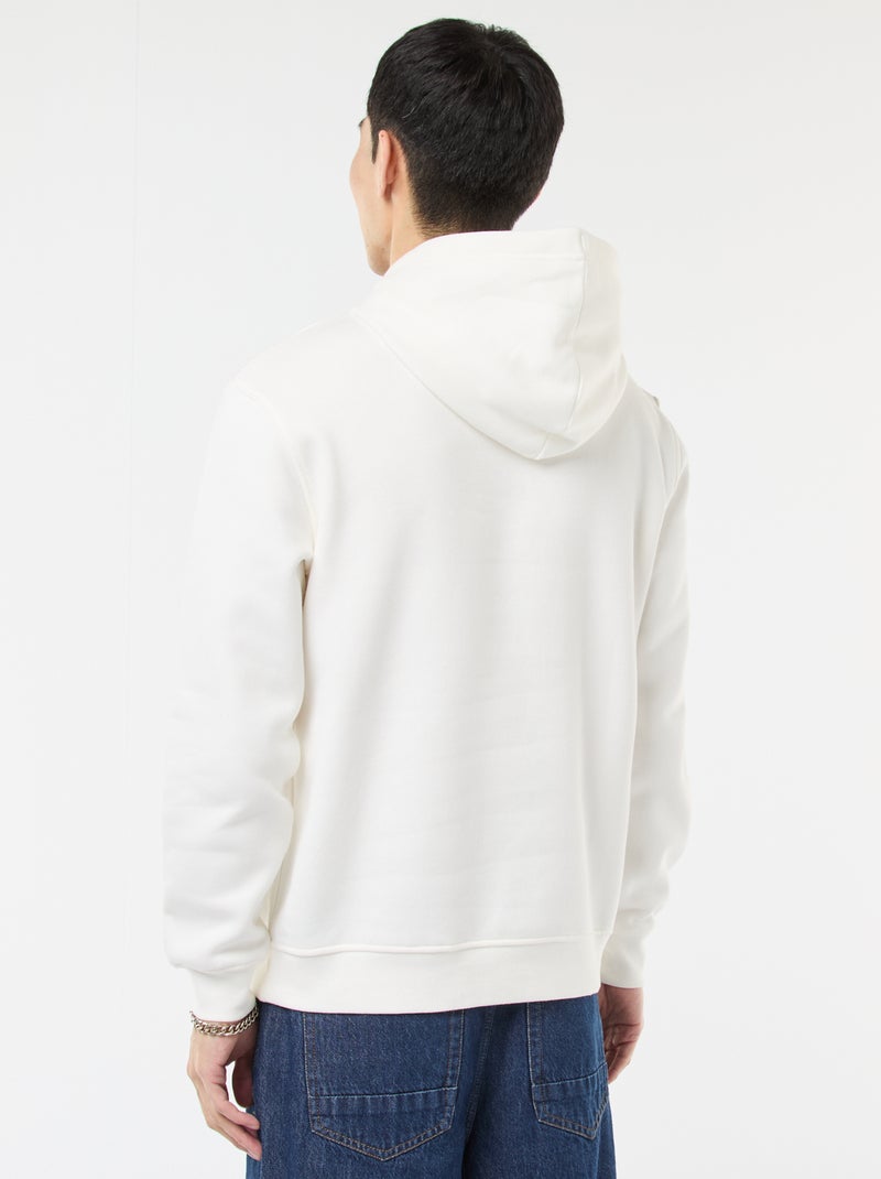 Felpa con cappuccio in felpa garzata con tasca a marsupio Bianco - Kiabi
