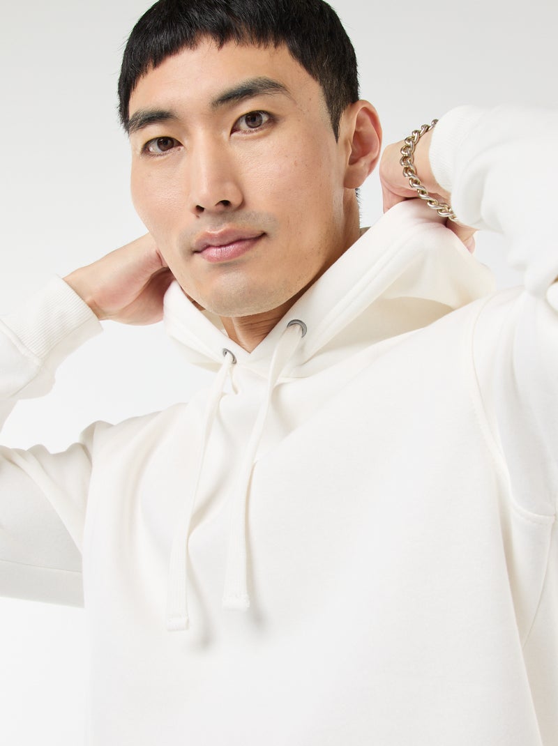 Felpa con cappuccio in felpa garzata con tasca a marsupio Bianco - Kiabi