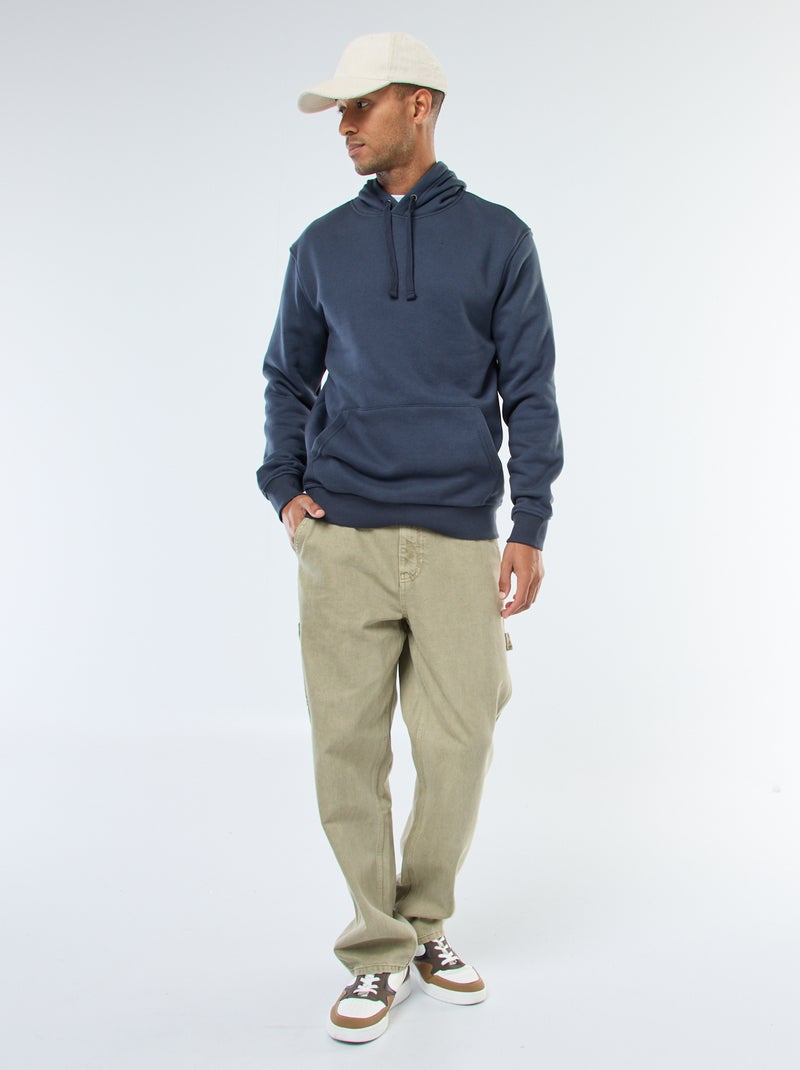 Felpa con cappuccio in felpa garzata con tasca a marsupio Blu - Kiabi