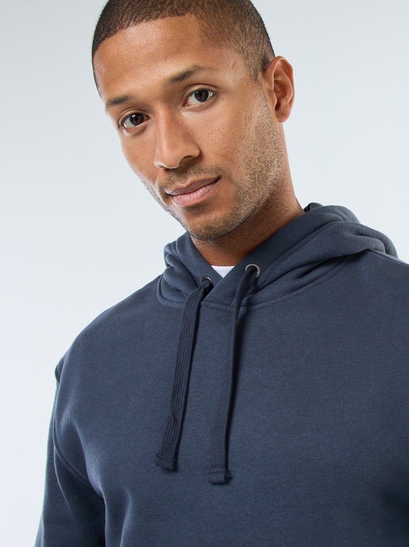 Felpa con cappuccio in felpa garzata con tasca a marsupio Blu - Kiabi