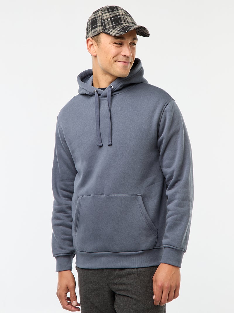 Felpa con cappuccio in felpa garzata con tasca a marsupio Grigio - Kiabi