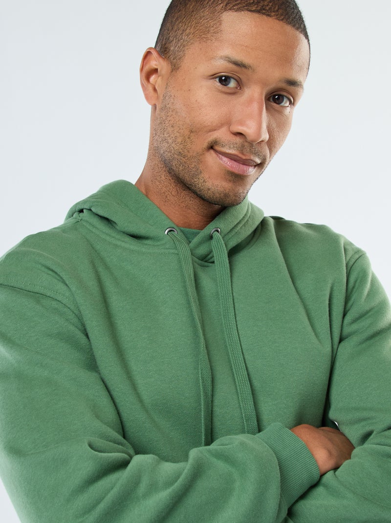 Felpa con cappuccio in felpa garzata con tasca a marsupio Verde - Kiabi