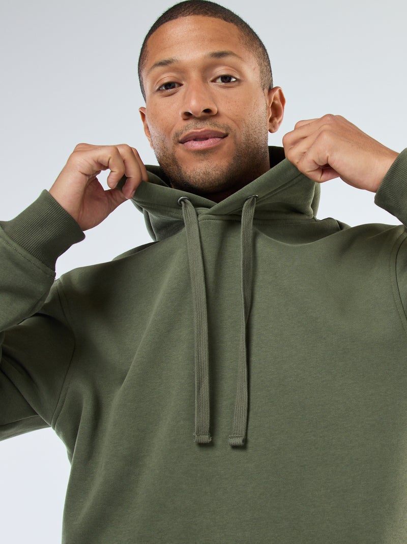 Felpa con cappuccio in felpa garzata con tasca a marsupio Verde - Kiabi