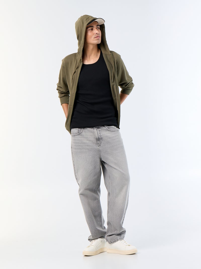 Felpa con cappuccio in French Terry Kaki - Kiabi