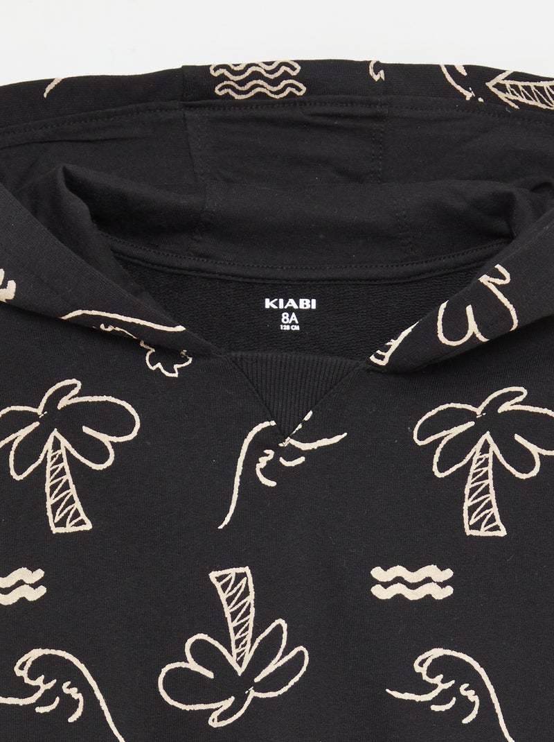 Felpa con cappuccio in french terry NERO - Kiabi