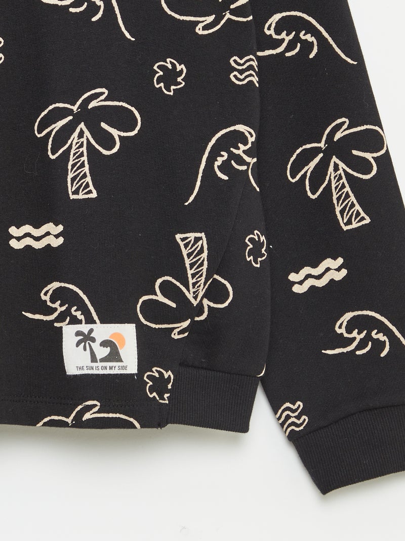 Felpa con cappuccio in french terry NERO - Kiabi