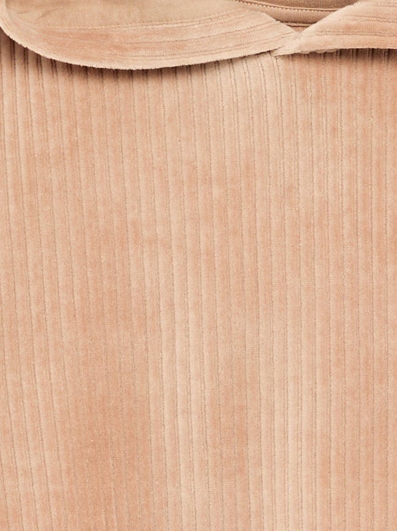 Felpa con cappuccio in maglia a costine Beige - Kiabi
