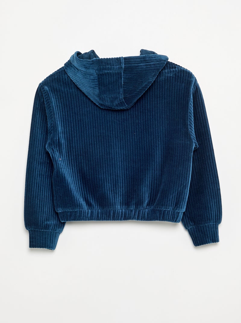 Felpa con cappuccio in maglia a costine Blu - Kiabi