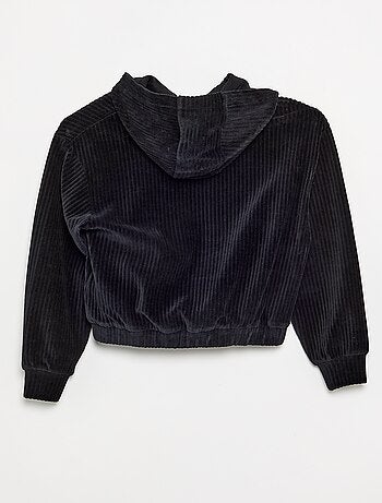 Felpa con cappuccio in maglia a costine
