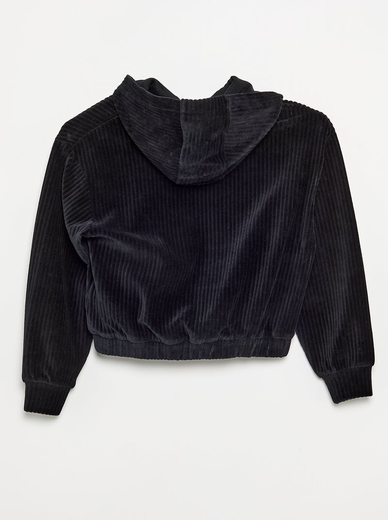 Felpa con cappuccio in maglia a costine Nero - Kiabi