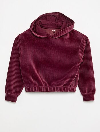 Felpa con cappuccio in maglia a costine