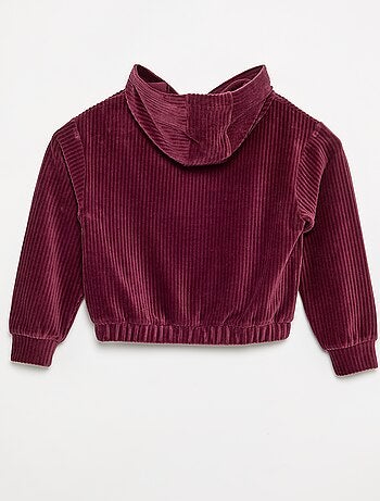 Felpa con cappuccio in maglia a costine