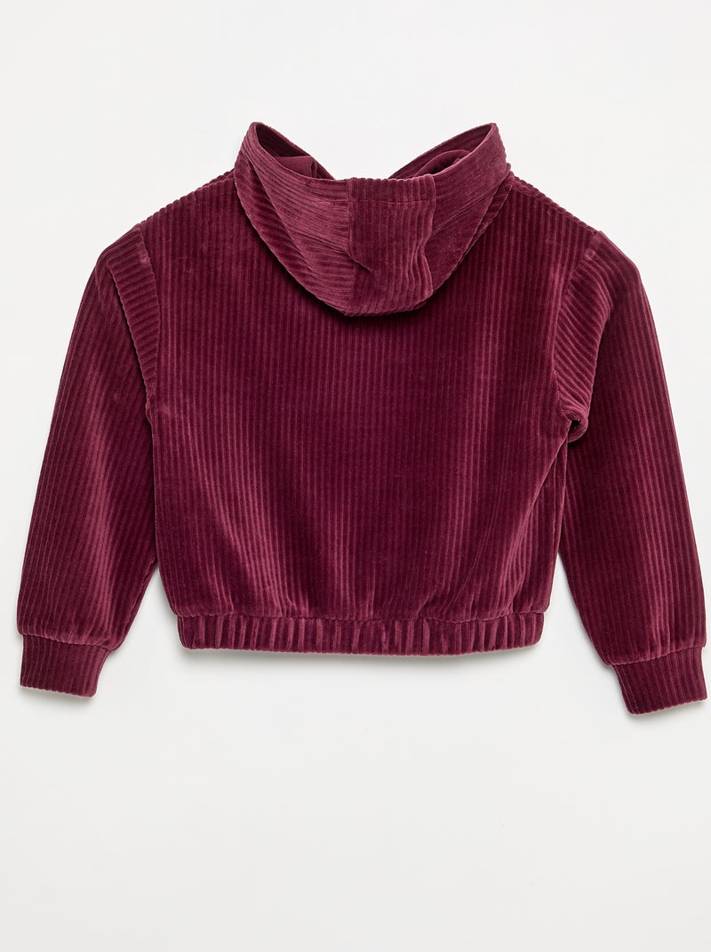 Felpa con cappuccio in maglia a costine Rosso - Kiabi
