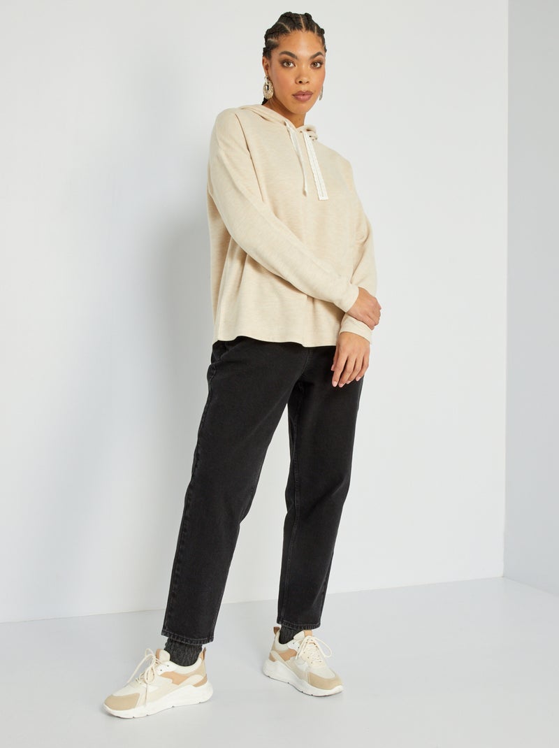 Felpa con cappuccio in maglia BEIGE - Kiabi