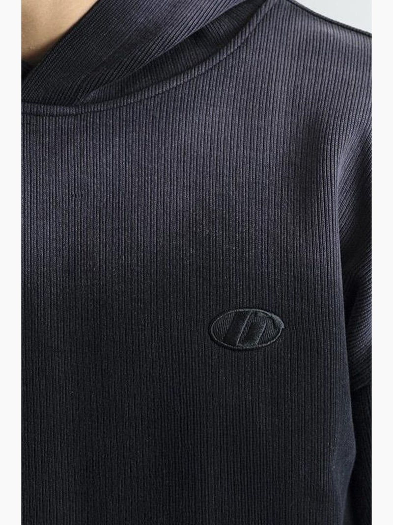 Felpa con cappuccio in maglia giesto Nero - Kiabi