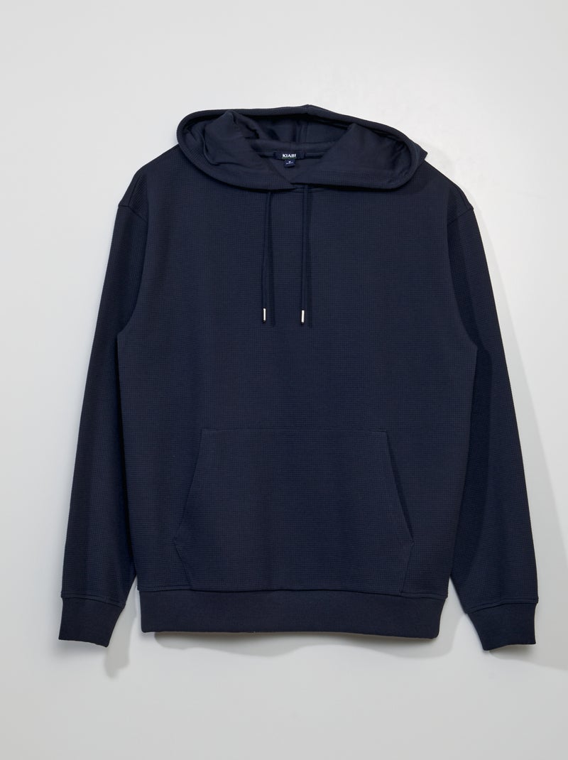 Felpa con cappuccio in maglia goffrata BLU - Kiabi