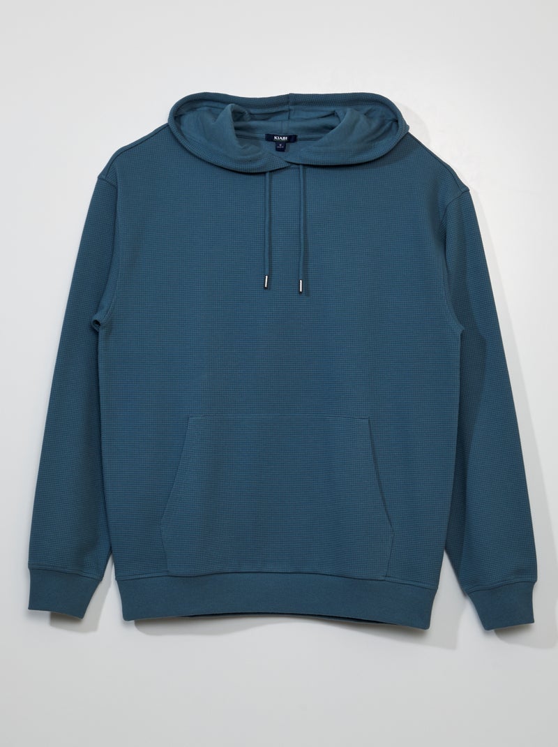 Felpa con cappuccio in maglia goffrata BLU - Kiabi