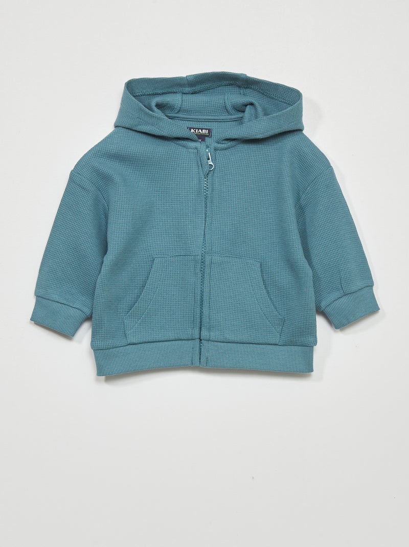 Felpa con cappuccio in maglia goffrata Blu petrolio - Kiabi